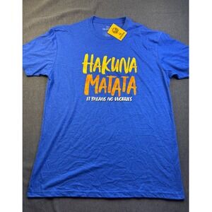 Disney Lion King Hakuna Matata Graphic‎ T-Shirt Blue Mens Size L New